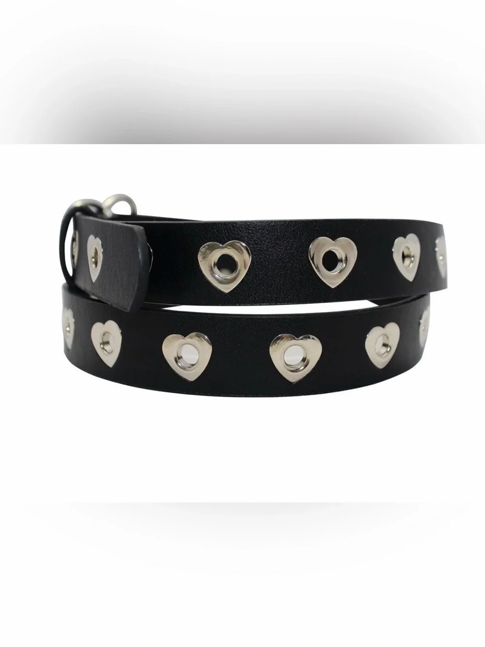 Black Heart Choker with Silver Heart-Shaped Studs